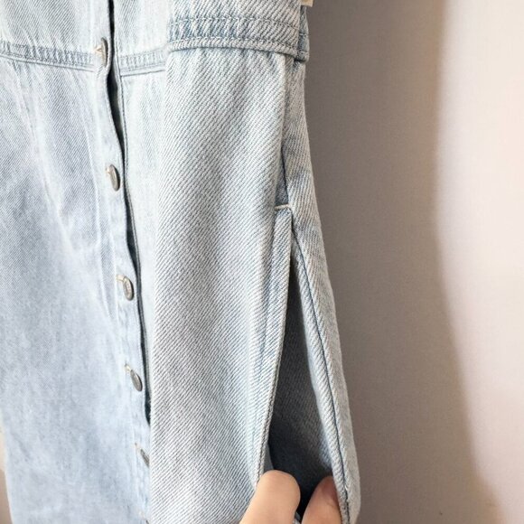 New Levis Janeesah Denim Jean Halter Short Mini Dress Button Light Wash Blue - Picture 10 of 13